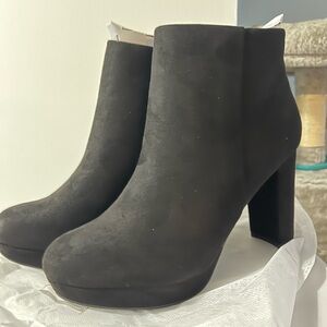 Black faux suede High Heel Ankle Boots